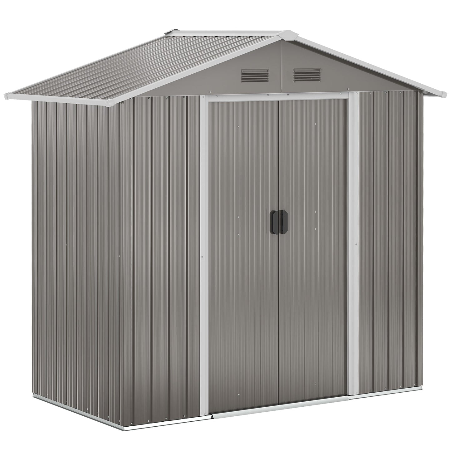 6.5ft x 3.5ft Metal Garden Storage Shed for Outdoor Tool Storage with Double Sliding Doors and 4 Vents