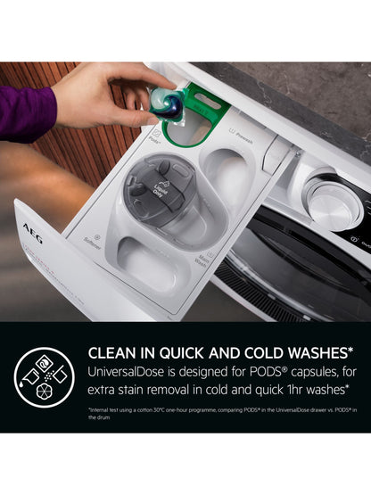 AEG 8000 LWR8516O5UD Freestanding Washer Dryer, 10kg/6kg Load, 1600rpm Spin, White