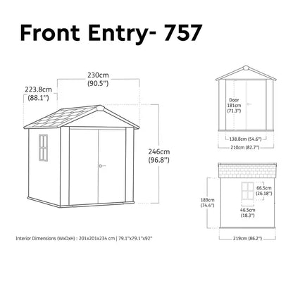 Keter Newton Plus 7ft 6" x 7ft 4" (2.3 x 2.2m) Storage Shed with Front Entry