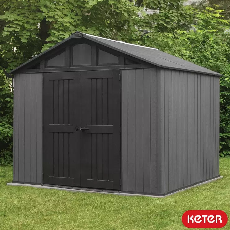 Keter Stronghold grey resin storage shed