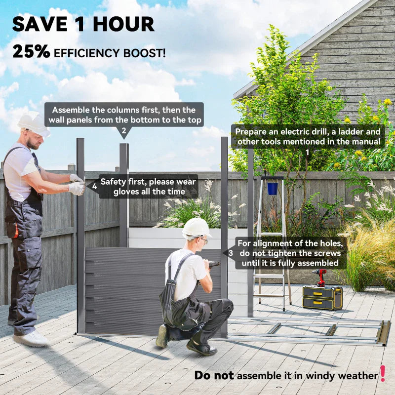 5x9ft Galvanised Metal Garden Shed with Foundation Kit – Lockable Outdoor Lean-to Storage with Vents & Gloves – Grey
