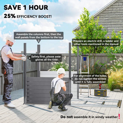 5x9ft Galvanised Metal Garden Shed with Foundation Kit – Lockable Outdoor Lean-to Storage with Vents & Gloves – Grey
