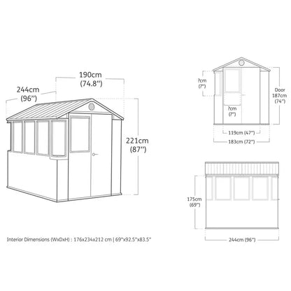 Keter 6ft 3" x 8ft (1.9 x 2.4m) Potting Shed