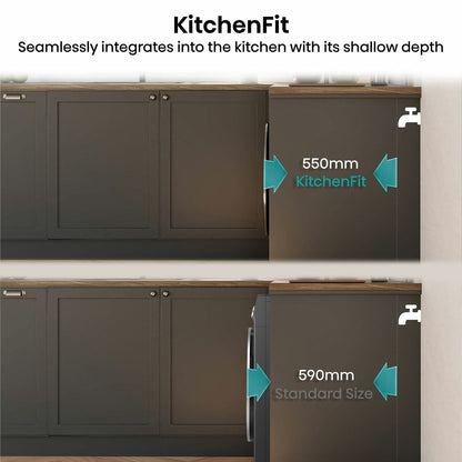Hisense KitchenFit 5i Series WD5I1045BBQ, 10.5kg / 6kg Washer Dryer, D Rated in Black