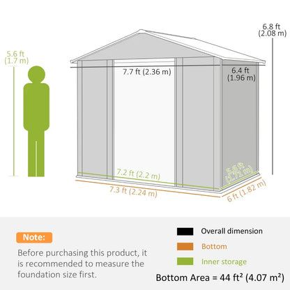 6ft x 8ft Garden Storage Shed with Sliding Door - Durable Brown Wood Effect Outdoor Storage