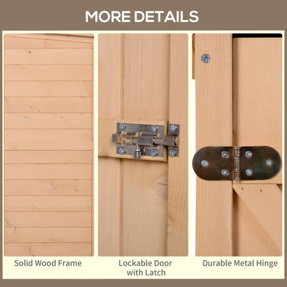 Wooden Garden Storage Shed with Shelves and Bolt Latch 75L x 56W x 115H cm Natural Finish