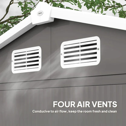 7x4ft Metal Garden Shed - Easy Assembly, Galvanised Steel, Double Doors, Vents, Light Grey