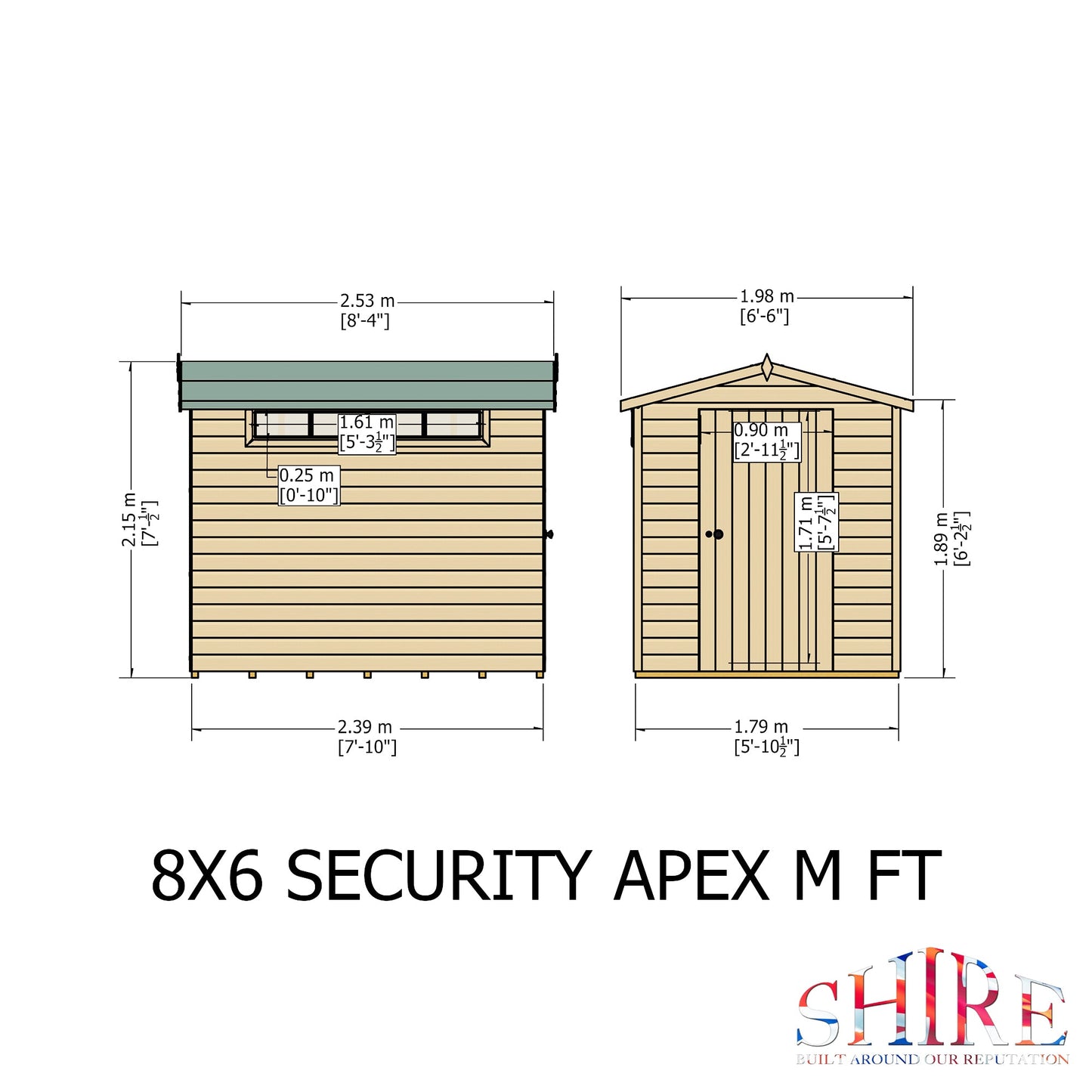 Goodwood Security (8' x 6') Professional Tongue and Groove Apex Shed