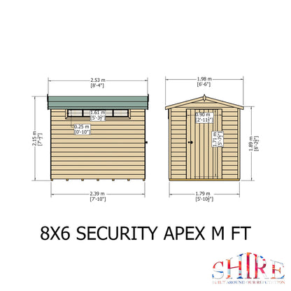 Goodwood Security (8' x 6') Professional Tongue and Groove Apex Shed
