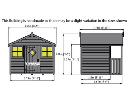 Cubby Playhouse (6' x 4' + 1' 6'' Canopy)