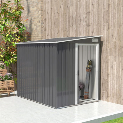 7ft x 5ft Galvanised Metal Shed with Sliding Door - Durable Dark Grey Outdoor Storage Solution
