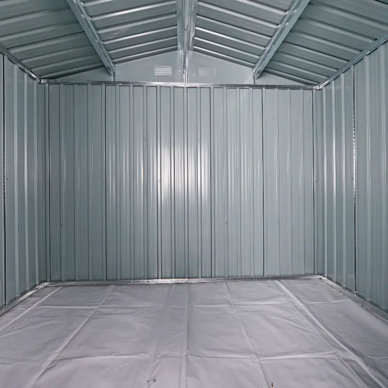 8 x 6ft Galvanised Steel Garden Shed with Lockable Double Sliding Doors – Large Outdoor Metal Storage, Ventilated, Weather & Rust Resistant, Light Grey