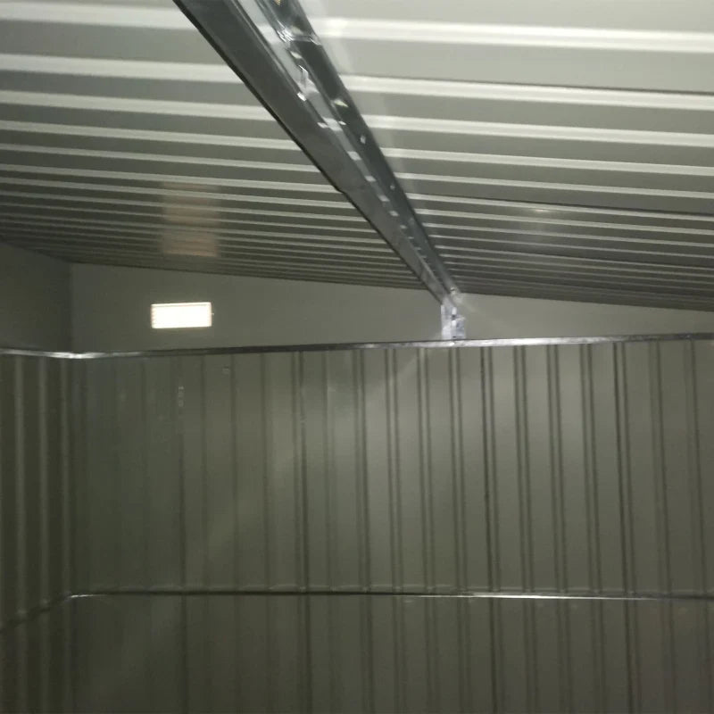 3.3 x 2.68m Black Corrugated Metal Garden Shed - Durable Outdoor Storage Solution
