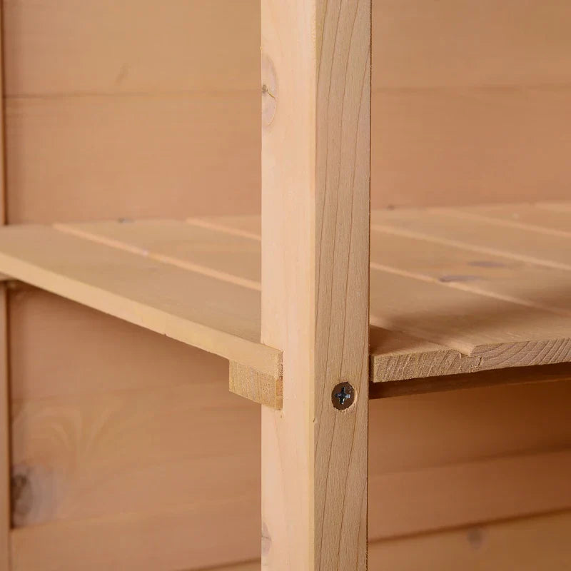 Wooden Garden Storage Shed with Shelves and Bolt Latch 75L x 56W x 115H cm Natural Finish