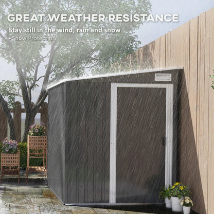 7ft x 5ft Galvanised Metal Shed with Sliding Door - Durable Dark Grey Outdoor Storage Solution