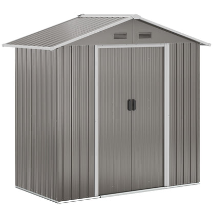 6.5ft x 3.5ft Metal Garden Storage Shed for Outdoor Tool Storage with Double Sliding Doors and 4 Vents