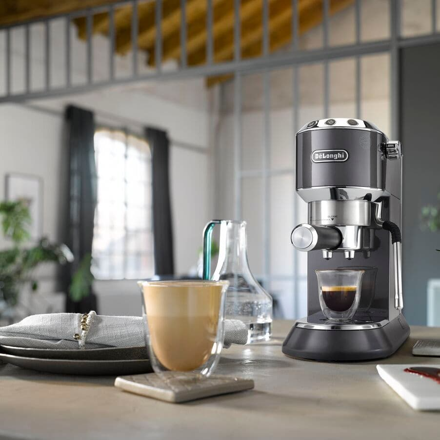 De'Longhi EC885.GY Dedica Arte Manual Espresso Coffee maker with Milk Frother - Grey