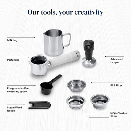 De'Longhi EC890.W Dedica Duo Manual Espresso Coffee Machine with Milk Frother White