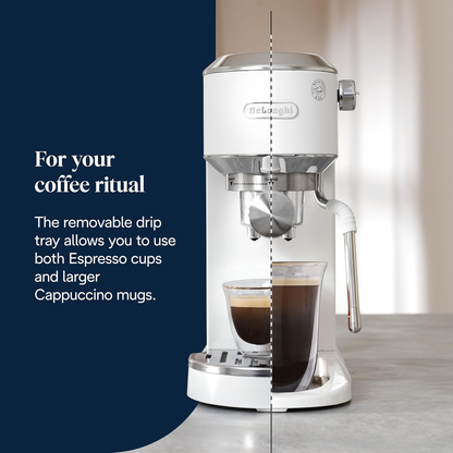 De'Longhi EC890.W Dedica Duo Manual Espresso Coffee Machine with Milk Frother White
