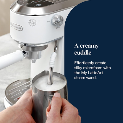 De'Longhi EC890.W Dedica Duo Manual Espresso Coffee Machine with Milk Frother White