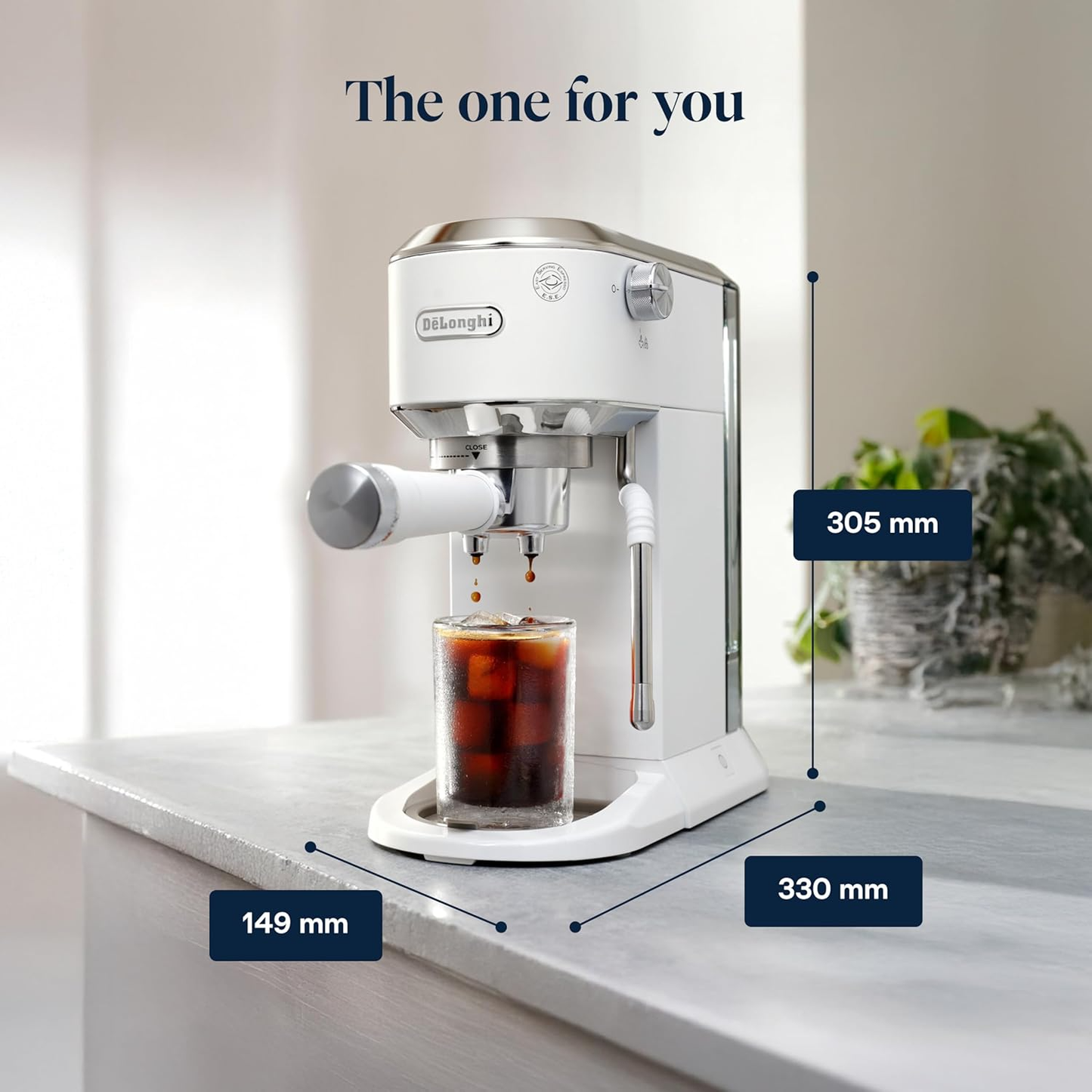 De'Longhi EC890.W Dedica Duo Manual Espresso Coffee Machine with Milk Frother White