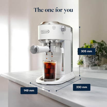 De'Longhi EC890.W Dedica Duo Manual Espresso Coffee Machine with Milk Frother White
