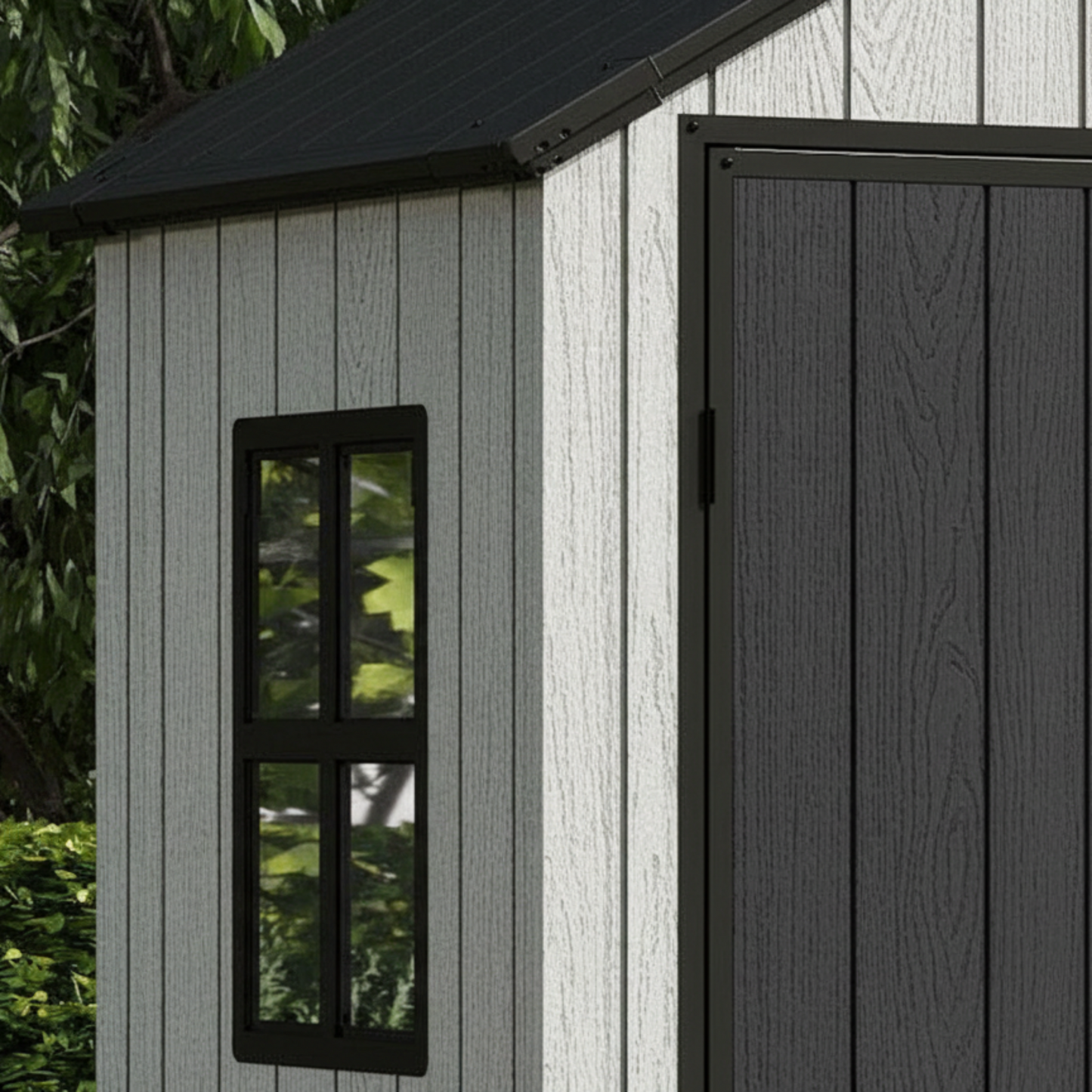 Pro Grade 4ft x 6ft Premium Plastic Garden Shed - Grey/Anthracite Wood Touch Texture