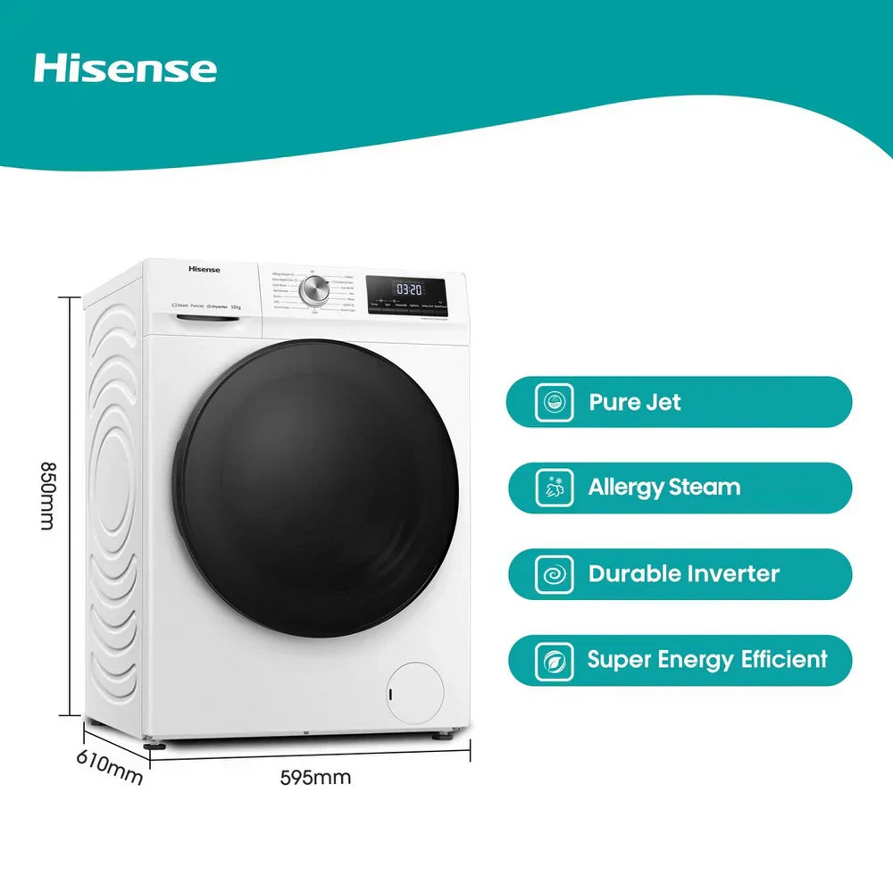 Hisense WFQA1014EVJM 3 Series 10kg 1400 Spin Freestanding Front Load Washing Machine White