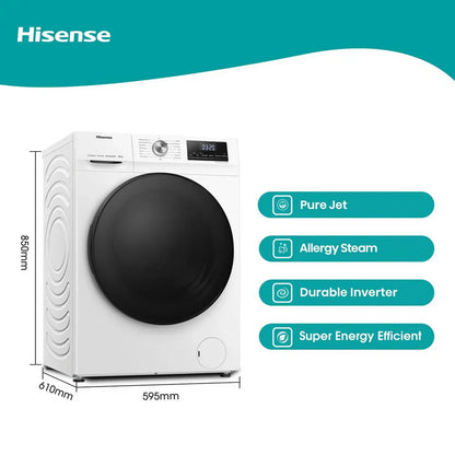 Hisense WFQA1014EVJM 3 Series 10kg 1400 Spin Freestanding Front Load Washing Machine White