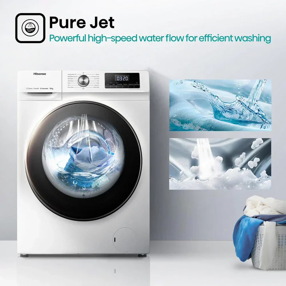 Hisense WFQA1014EVJM 3 Series 10kg 1400 Spin Freestanding Front Load Washing Machine White