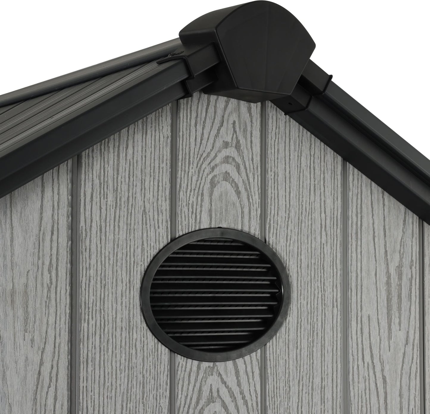 Pro Grade 8ft x 10ft Premium Plastic Double Door Garden Shed - Grey/Anthracite Wood Touch Texture
