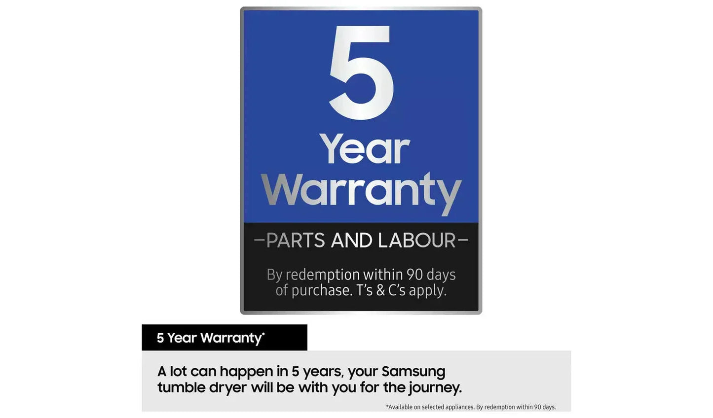 Samsung Series 5 DV90CGC0A0ABEU with OptimalDry 9kg Heat Pump Tumble Dryer Black