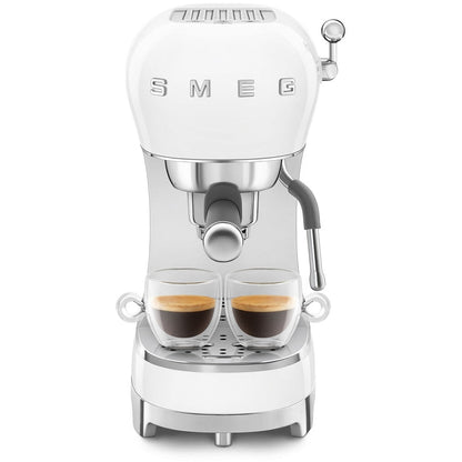 Smeg ECF02WHUK 50s Retro Style Espresso Coffee Machine with Steam Wand White