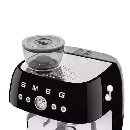 Smeg EGF03BLUK Retro Espresso Coffee Machine with Grinder in Black