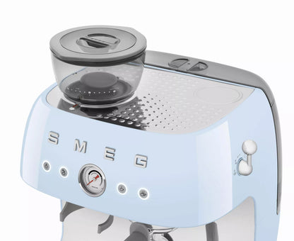 Smeg EGF03PBUK Retro Espresso Coffee Machine with Grinder in Pastel Blue